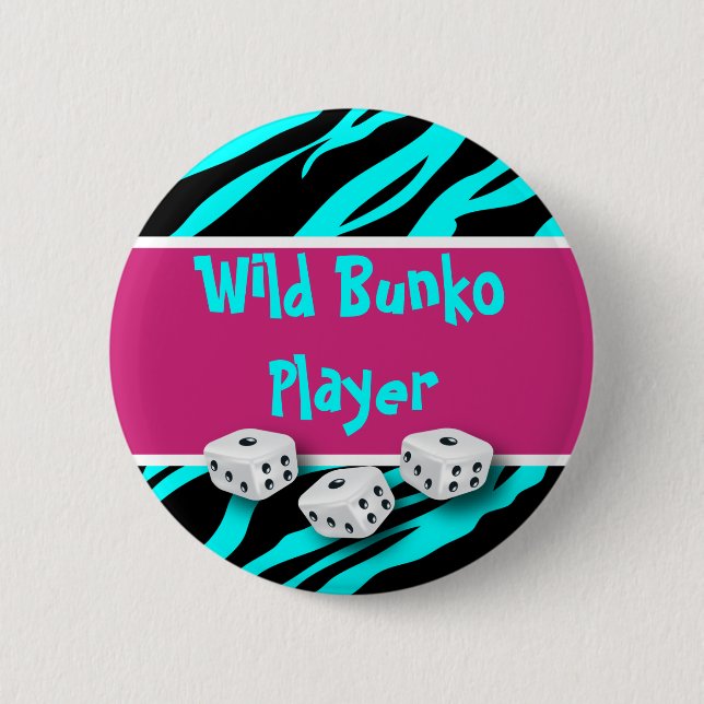Zebra Animal Print Wild Bunko Player Pinback Button (Front)
