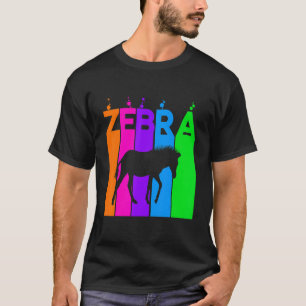 Zebra Animal Rainbow Bubble With Silhouette T-Shirt