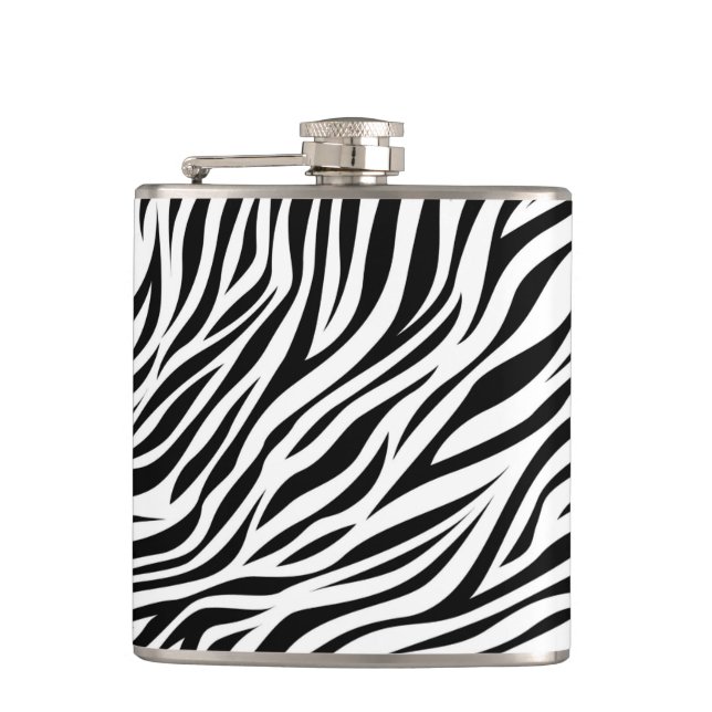 Zebra Animal Skin Print Pattern-15391 Flask (Front)