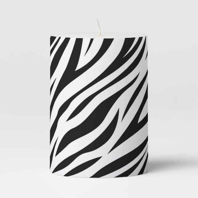 Zebra Animal Skin Print Pattern-15391 Pillar Candle (Front)