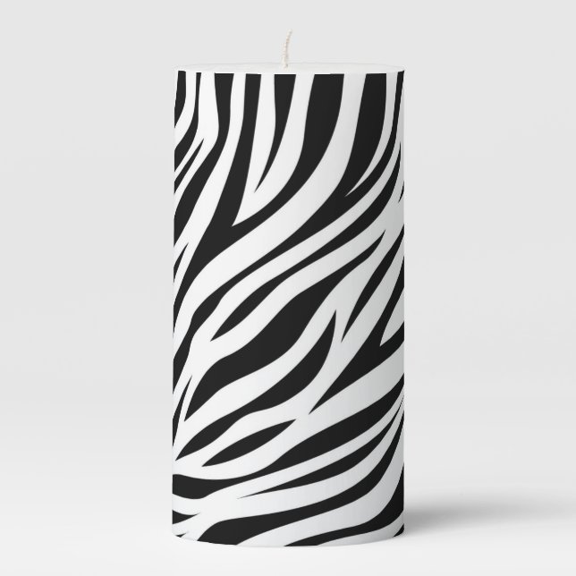 Zebra Animal Skin Print Pattern-15391 Pillar Candle (Front)
