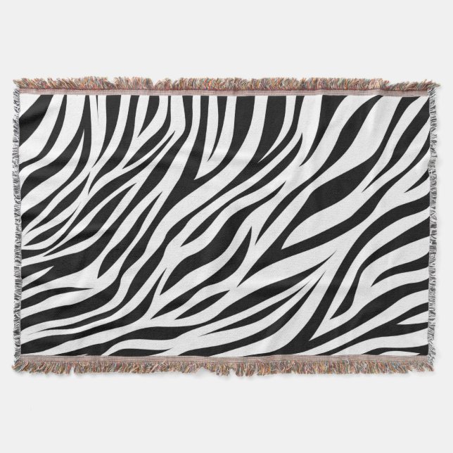 Zebra Animal Skin Print Pattern-15391 Throw Blanket (Front)