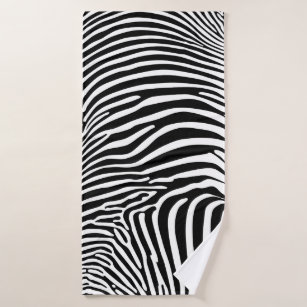 Animal Skin Texture Zebra Black White Bathroom Hand Towel Kitchen