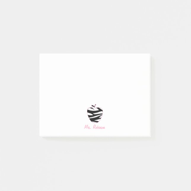 Zebra Apple Teacher Post-it Notes (Front)