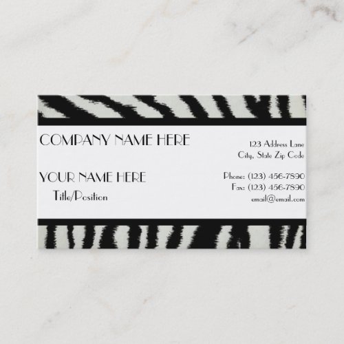 Zebra Business Card Templates