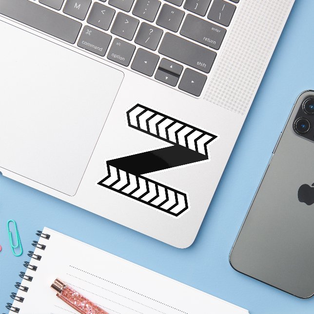Zebra Arrow  style Letter Z Monogram Sticker (Laptop w/ iPhone)
