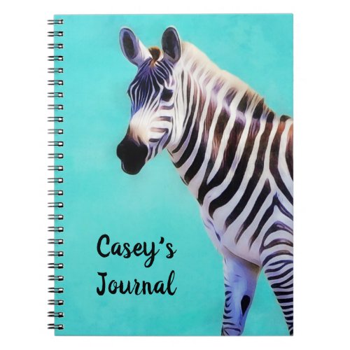 Zebra Art Journal Notebook with Name