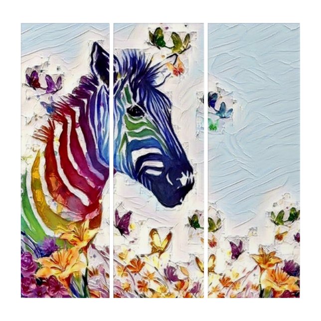 zebra art with flowers and butterflies (Front)