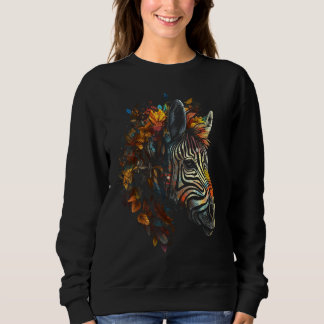 Zebra Autumn Leaves Colourful Animal Zoo Zebra Sweatshirt
