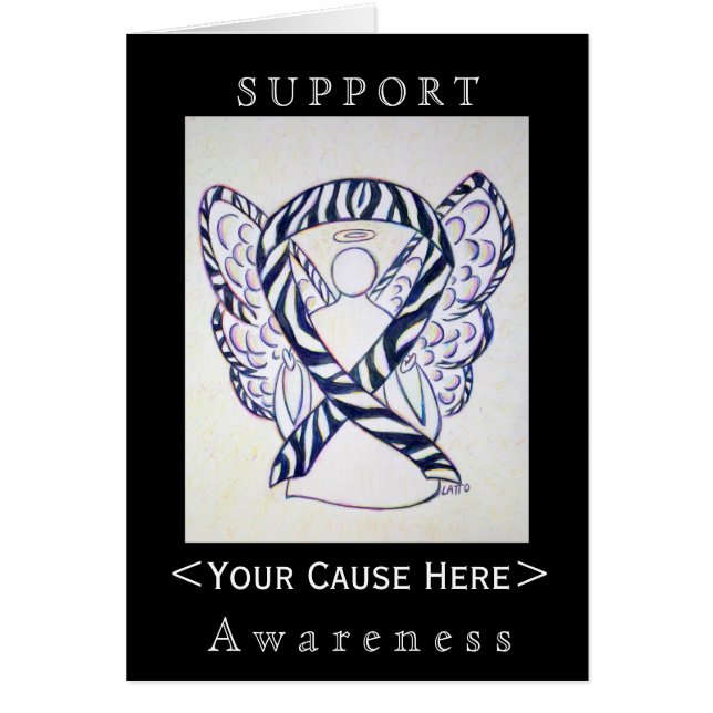 Zebra Awareness Ribbon Angel Customized Card (Front)