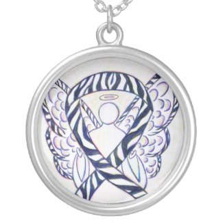 Zebra Awareness Ribbon Angel Jewelry Necklace