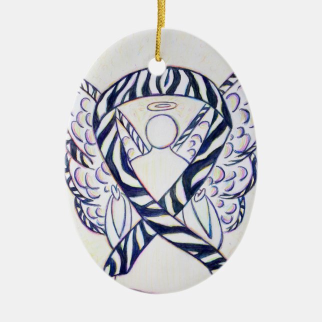 Zebra Awareness Ribbon Angel Ornament (Front)