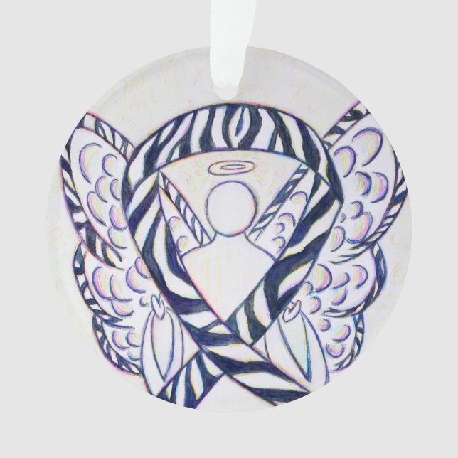 Zebra Awareness Ribbon Angel Ornaments (Front)
