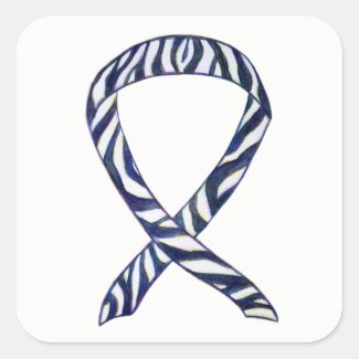 Zebra Awareness Ribbon Custom Art Decal Stickers