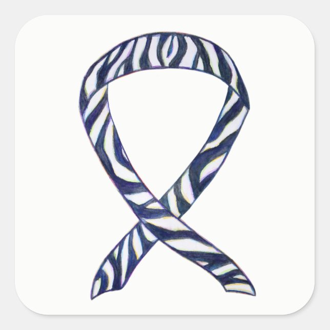 Zebra Awareness Ribbon Custom Art Decal Stickers (Front)