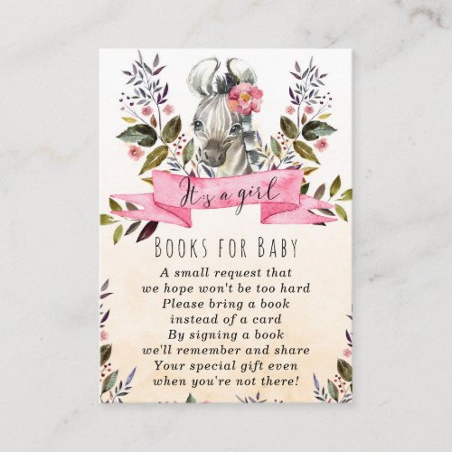 zebra baby girl books for baby request card