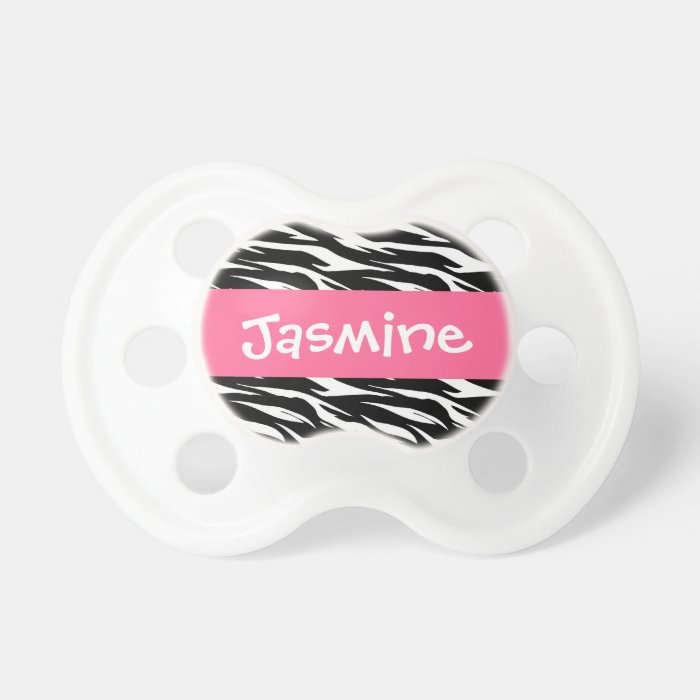 Zebra Baby Girl Custom Name P546 Pacifier Zazzle