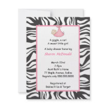Zebra Baby Girl Shower Invitation Pink Black invitation
