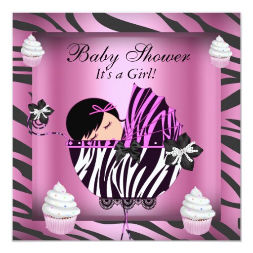 Zebra Baby Girl Invitations 7