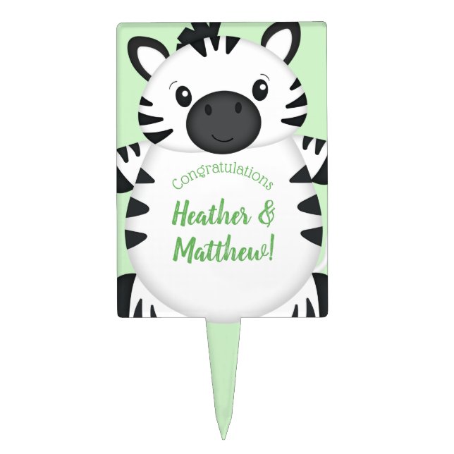 Zebra Baby Shower Cake Topper (Front)