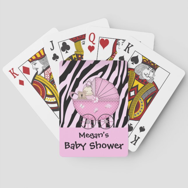 Zebra Baby Shower Card Game Pink Pram (Back)