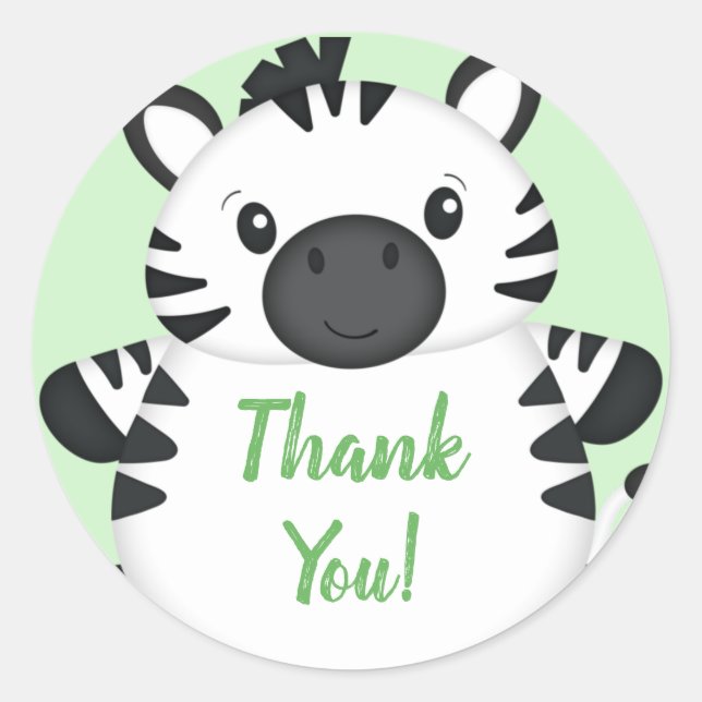 Zebra Baby Shower Classic Round Sticker (Front)