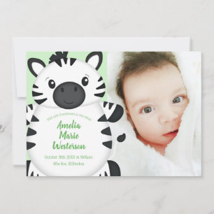 Zebra Baby Shower Green Invitation