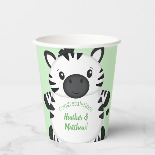 Zebra Baby Shower Green Paper Cups