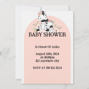 Zebra baby shower invitation