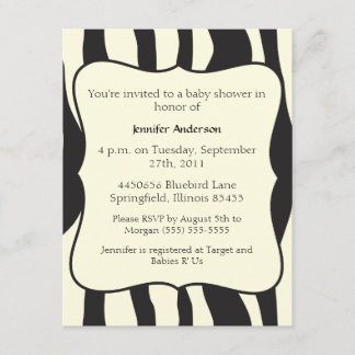 Zebra Baby Shower Invitation