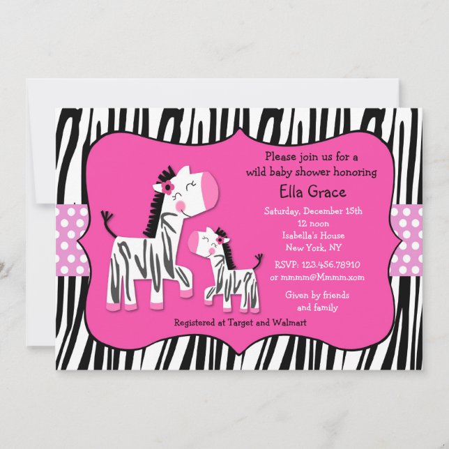 Zebra Baby Shower Invitations (Front)