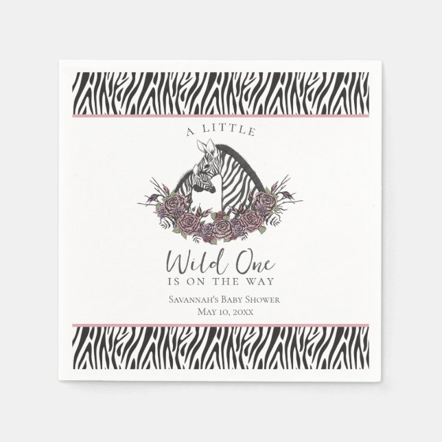 Zebra Baby Shower Little Wild One Party Napkins (Front)