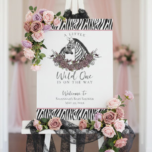 Zebra Baby Shower Little Wild One Welcome Sign