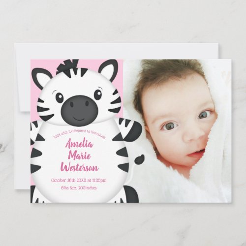 Zebra Baby Shower Pink Invitation