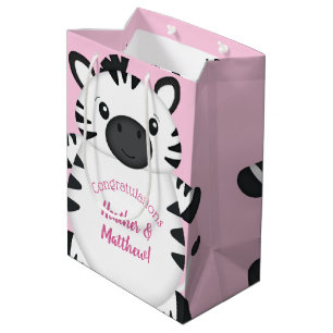 Zebra Baby Shower Pink Medium Gift Bag