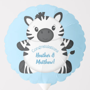 Zebra Baby Shower Safari Blue Boy Balloon