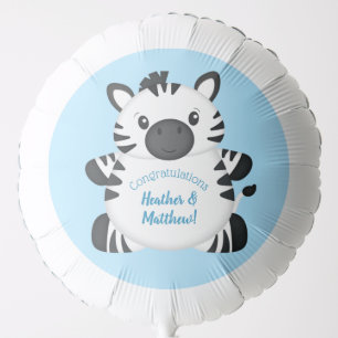 Zebra Baby Shower Safari Blue Boy Balloon