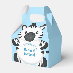 Zebra Baby Shower Safari Blue Boy Favor Boxes