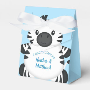 Zebra Baby Shower Safari Blue Boy Favor Boxes