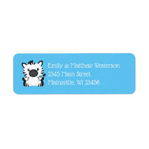 Zebra Baby Shower Safari Blue Boy Label