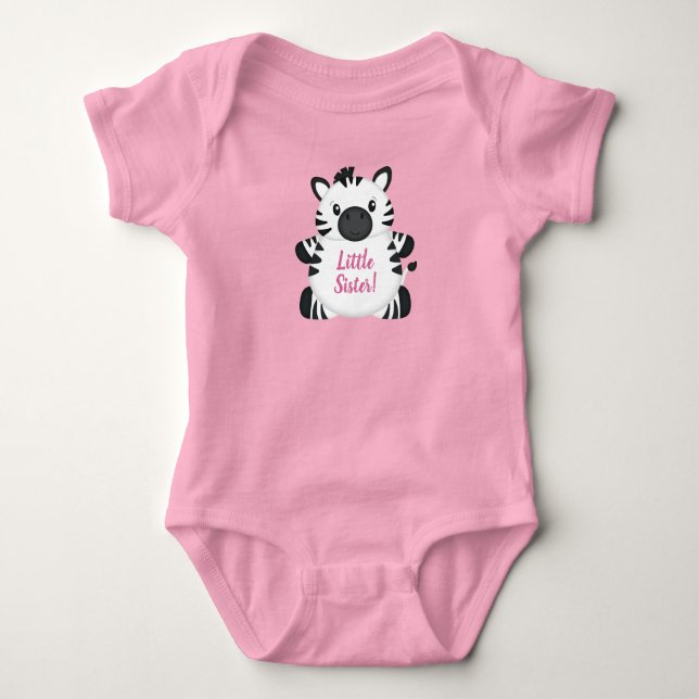 Zebra Baby Shower Safari Pink Girl Baby Bodysuit (Front)