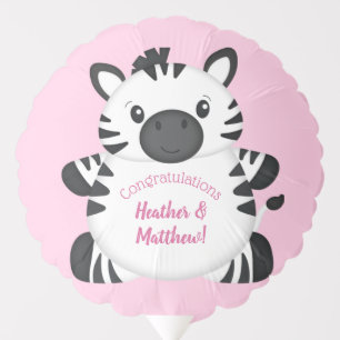 Zebra Baby Shower Safari Pink Girl Balloon