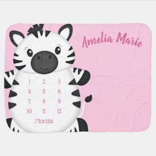 Zebra Baby Shower Safari Pink Girl Blanket