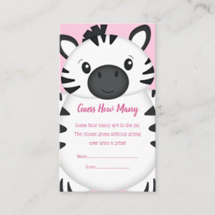 Zebra Baby Shower Safari Pink Girl Enclosure Card