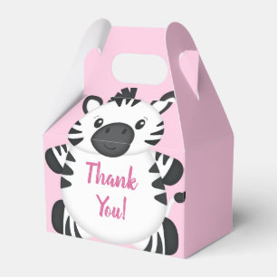 Zebra Baby Shower Safari Pink Girl Favor Boxes
