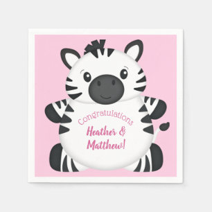Zebra Baby Shower Safari Pink Girl Napkins
