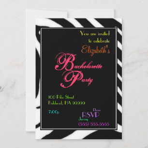 Zebra Bachelorette Party Colors Invitation