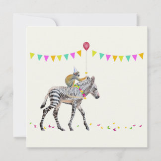Zebra balloon party cards Set 10