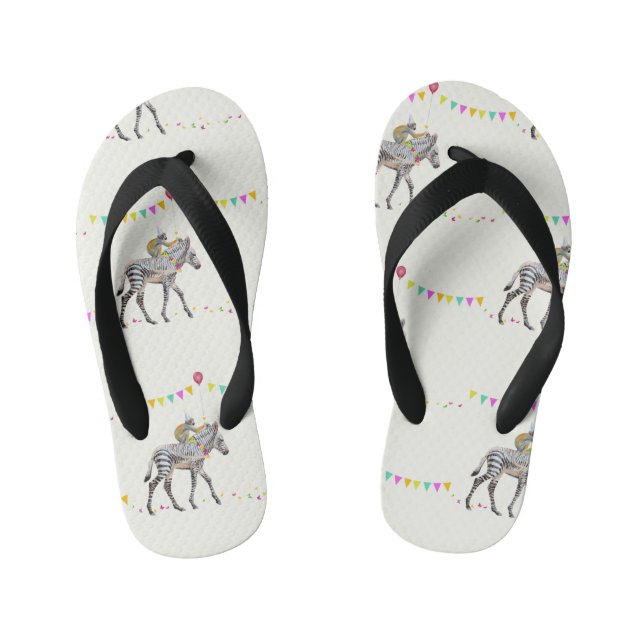 Zebra Balloon party Slip slops Kid's Flip Flops (Footbed)