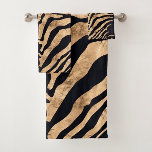 Zebra Bath Towels Black And Gold Foil Look